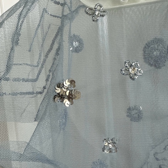 Anthropologie Sheer Blue Sequined Blouse - Picture 8 of 8